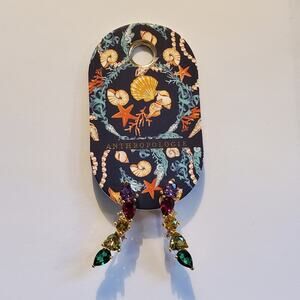 Anthropologie  Mixed gemstone and gold over brass hook closure earrings NWT